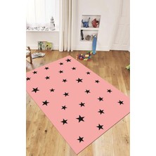 Evdeya Dijital Baskılı Kaymaz Yıkanabilir Yıldız Desen Çocuk Odası Oyun Halısı, Çocuk-32-Pembe,