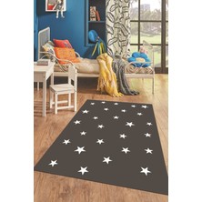 Evdeya Dijital Baskılı Kaymaz Yıkanabilir Yıldız Desen Çocuk Odası Oyun Halısı, Çocuk-32-Antrasit,