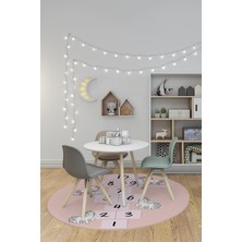 Evdeya Unicornlu Seksek Desen Yıkanabilir Eğlenceli Yuvarlak Çocuk Odası Oyun Halısı, Y-Çocuk-37-Pembe,