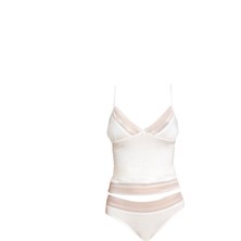 Alissa Kadın Dantelli Penye Atlet Külot / Kaşkorse Set Ekru 600