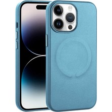 ZORE iPhone Uyumlu 14 Pro Kılıf Pu Deri Magsafe Wireless Şarj Özellikli Derix Kapak - Mavi