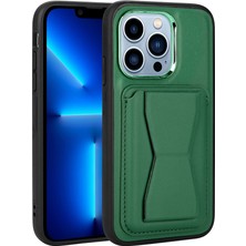 ZORE iPhone Uyumlu 12 Pro Max Kılıf Kartlıklı Standlı ​pu Deri Memo Kapak - Koyu Yeşil