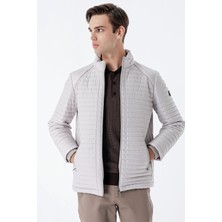 İmza Taş Rengi Kapitone Dolumlu Dik Yaka Astarlı Slim Fit Dar Kesim Casual Mont 1007235264