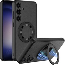 ZORE Galaxy Uyumlu S24 Plus Wireless Şarj Özellikli Kıpta Standlı Magsafe Silikon Kapak