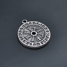 Bu Farklı Vegvisir Pusula - Viking Sembol Örme Zincir Kolye - Gümüş Kaplama - Erkek Kadın Kolye - NO:1379