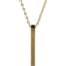 Bu Farklı Çubuk Kolye - Gold Renk Zincir Kolye - Gümüş Kaplama - Erkek Kadın Kolye - KOD:1608