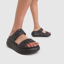 Crocs Classic Crush Sandal Kadın Günlük Kullanım İçin Orta Topuklu Siyah Rahat Terlik