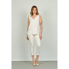 Fa Pantolon Kadın Bilek Boy Dar Kalıp Pantolon 7410 Ekru