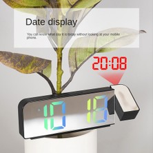 180° Dönüşlü Projeksiyon Çalar Saat 12/24H LED Dijital Saat USB Şarjlı Tavan Projektörü Çalar Saat (Çok Renkli F) (Yurt Dışından)