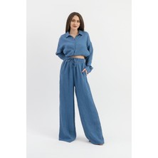 Vapur Tekstil Yandan Bağlamalı Tunik Gömlek - Indigo