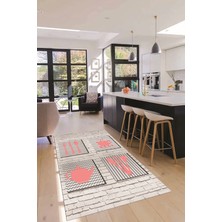 Evdeya Fincan Çatal Bıcak Desenli Yıkanabilir Kaymaz Mutfak Halısı, Mutfak-14-Pembe,