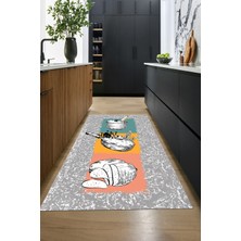 Evdeya Tencere Ekmek Desenli Kaymaz Taban Yıkanabilir Mutfak Halısı, Mutfak-45-Renkli,