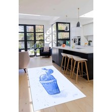 Evdeya Dijital Baskılı Kaymaz Taban Kaktüs Desenli Mutfak Halısı, Mutfak-20-Mavi,