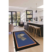 Evdeya Dijital Baskılı Kaymaz Yıkanabilir Bal Kabağı Desenli Mutfak Halısı, Mutfak-13-Mavi,