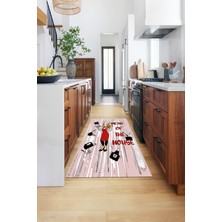 Evdeya Dijital Baskılı Kaymaz Taban Yıkanabilir Renkli Desenli Mutfak Halısı, Mutfak-39-Kırmızı,