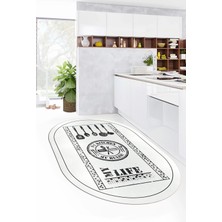 Evdeya Dijital Baskılı Kaymaz Taban Yıkanabilir Renkli Modern Oval Mutfak Halısı, O-Mutfak-50-Beyaz,
