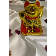 Rahan Maneki Neko Feng Shui Bereket Şans Mutluluk Çağıran Şans Kedi Sarı Gold