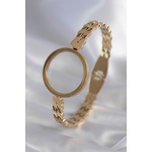 Style Of Carmen 316L Çelik Gold Renk Arpa Işleme Açılabilir Fanus Model Kadın Kelepçe