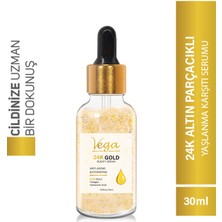 Vega 24K Altın Parçacıklı Hyaluronik Asit İçeren Karşıtı Kolajen Cilt Bakım Serum 30 ml