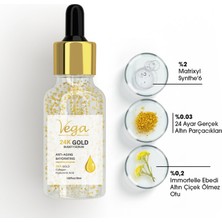 Vega 24K Altın Parçacıklı Hyaluronik Asit İçeren Karşıtı Kolajen Cilt Bakım Serum 30 ml