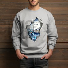 Crea Eymer Wear Istanbul Şehri Illüstratif Baskılı Oversize 3 Iplik Hoodie Sweatshirt