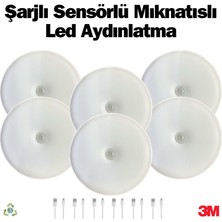 Amber LED 6 Adet Hareket Sensörlü Ledli Gece Lambası, Şarj Edilebilir, Taşınabilir, 4000K Ilık Günışığı, Dolap Içi Lamba, Merdiven, Koridor ve Banyo Kullanımı Için