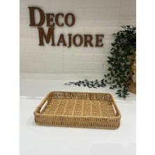 Decomajore Rattan Tepsi, Dekoratif Tepsi, Organizer, Düzenleyici Tepsi, Sunum Tepsi
