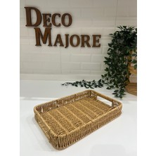 Decomajore Rattan Tepsi, Dekoratif Tepsi, Organizer, Düzenleyici Tepsi, Sunum Tepsi
