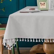 Zeren Home Püskül Detaylı Sıvı Geçirmez Dertsiz Masa Örtüsü