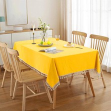 Zeren Home Püskül Detaylı Sıvı Geçirmez Dertsiz Masa Örtüsü