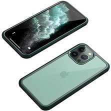 Aini iPhone 13 Pro - Uyumlu Aini Dor Silikon Temperli Cam Kapak-Koyu Yeşil