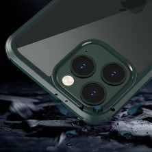 Aini iPhone 13 Pro - Uyumlu Aini Dor Silikon Temperli Cam Kapak-Koyu Yeşil