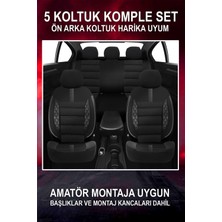 Nemsa Universal Dark Carbon Ford Fusion Uyumlu Oto Koltuk Kılıfı 5 Koltuk Tam Set