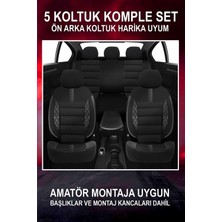 Nemsa Universal Dark Carbon Volkswagen Jetta Uyumlu Oto Koltuk Kılıfı 5 Koltuk Tam Set