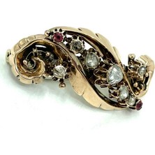 Gökçe Koleksiyon Osmanlı Dönemi Antika 8 Ayar Elmas Taşlı Broş