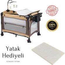Mamma Maximum Anne Yanı Organizerli Dönenceli Cibinlikli Park Yatak Beşik 70 x 110 Cm. ( Sünger Yatak Hediyeli )
