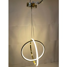 Er-Es Aydınlatma 3 Renk Işıklı Modern Sarkıt Gold Kasa Led Avize Ledli Avize