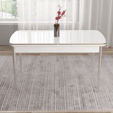 Canisa Pale Serisi 80X132 Açılabilir Beyaz Mutfak Masa Takımı 4 Sandalye Krom Detay