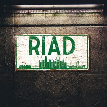 Hayg Equipment Riad Silüetli Dekoratif Alüminyum Tabela - Retro Metal Duvar Dekoru - Riad Manzaralı Levha -10 cm   x  20 cm