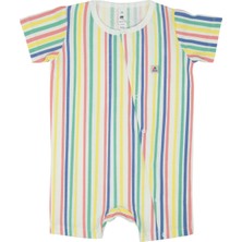 Jrmori Çizgi Baskılı Boydan Çıtçıtlı Kısa Tulum