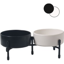 Yılmazel  Seramikten Evcil Hayvanlarınız Için Mama ve Su Kapları Metal Ayaklı Çift Taraflı Kullanım Yılmazel
