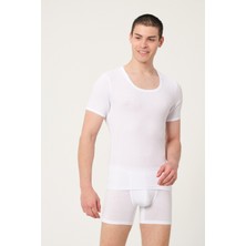 Fsm1453 Erkek Süper Ince Pamuklu Kaşkorse Kısa Kollu Beyaz Atlet - 497