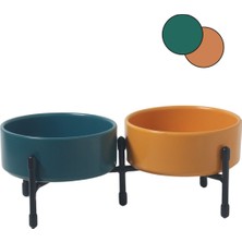 Yılmazel  Seramikten Evcil Hayvanlarınız Için Mama ve Su Kapları Metal Ayaklı Çift Taraflı Kullanım Yılmazel