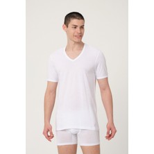 Fsm1453 Erkek Pamuklu Süper Ince V-Yaka Kısa Kollu Beyaz Atelt 6'lı - 391