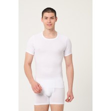 Fsm1453 Erkek Süper Ince Pamuklu Kaşkorse Kısa Kollu Beyaz Atlet 2'li - 496