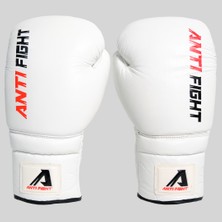 AntiFight Beyaz Deri Ipli Boks Eldiveni