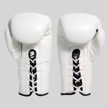 AntiFight Beyaz Deri Ipli Boks Eldiveni