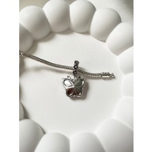 Ni Aksesuar Gümüş S925 Damgalı Kristal Mavi Mor Kelebek Charm