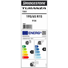 Bridgestone 195/65R15 91H T001 Yaz Lastiği (Üretim YILI:2024)