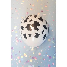 Pekshop Inek Desen Baskılı Balonlar 12" Inç Balon Çiftlik Temalı Doğum Günü Balonları 10 Lu